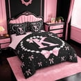 thumbnail image 2 of meiyoeat Cute Coquette Bow 7-Piece Twin Bedding For Kids,Pink Ribbon Bowtie Initial Letter K Bedding Comforter Set,Pink Reversible, 2 of 7