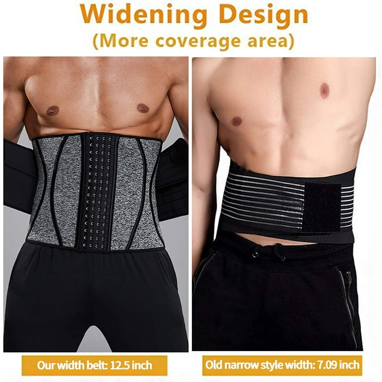 COMFREE Neoprene Sauna Waist Trainer Corset Sweat Belt for Men Weight Loss Body Shaper Compression Trimmer Workout Fitness Fat Burner Back Support