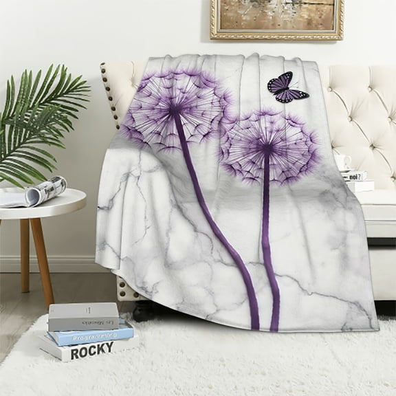 Pratyus Dandelion Butterfly Flannel Throw Blanket for Bed Couch Sofa Chair All Seasons Comfort Long-lasting Hand Feel Blanket 40x50in