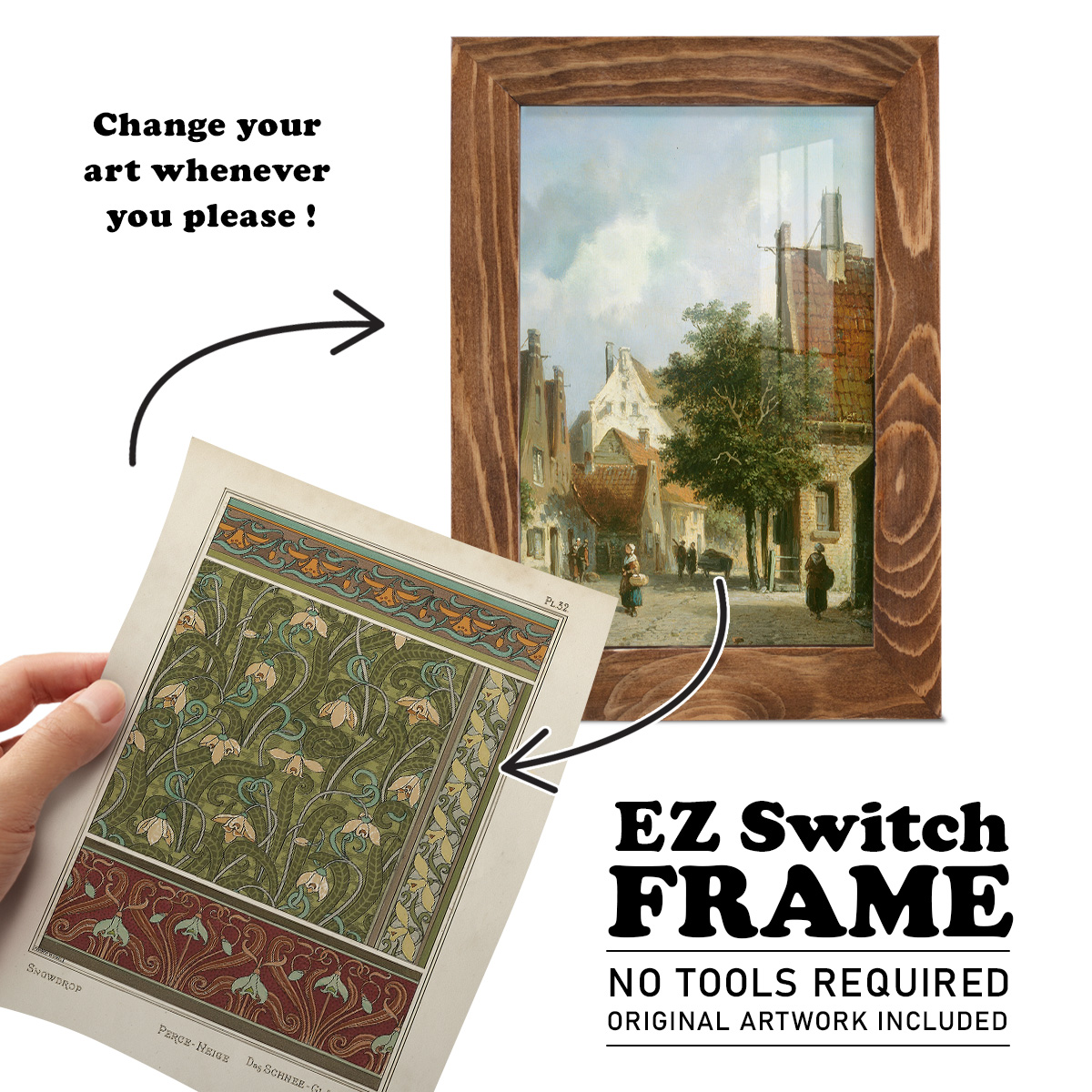Nouveau Decorative VI - Framed Print w/glass - Walnut