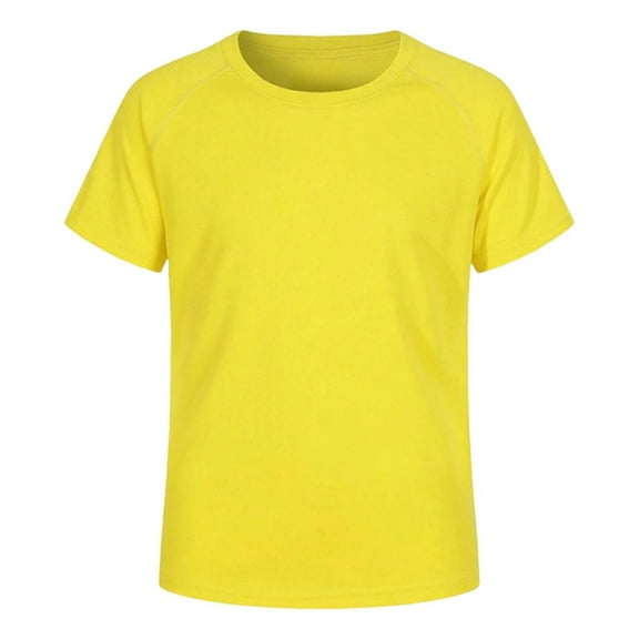 HNMKIU Boys Quick-Dry Sun Swim Shirt Short Sleeve Rashguard for Youth and Toddler Kids Waterwear Yellow,5-6 Years