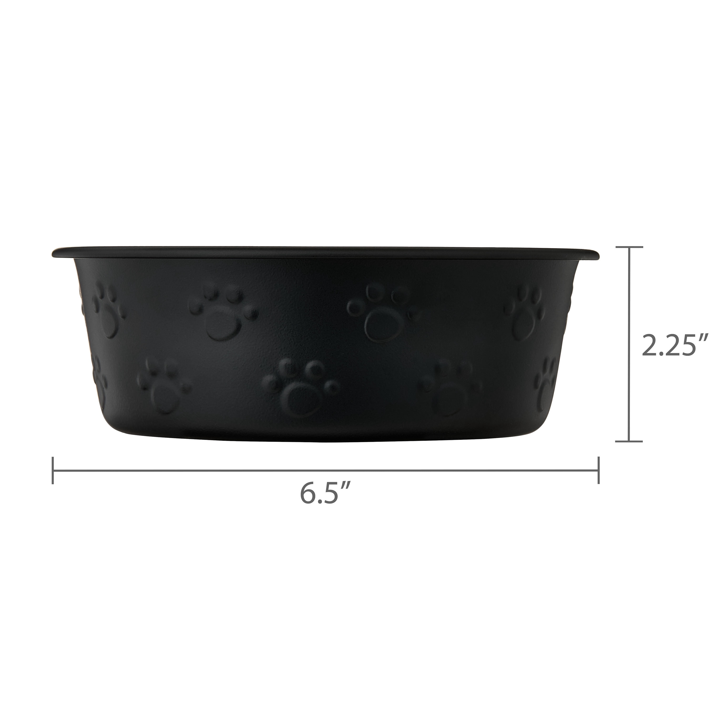 Vibrant Life Medium Stainless Steel Embossed Dog Bowl, Black Paws