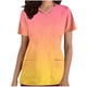 thumbnail image 2 of Fiudx Ofertas de La Semana Top de Ropa de Enfermería con Bolsillo y Cuello En V de Manga Corta de Color Degradado Informal a La Moda para Mujer, 2 of 5