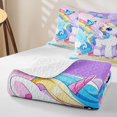 thumbnail image 4 of Manfei Cute Animal Unicorn Quilt King,Colorful Cartoon Butterfly Flowers King Coverlet Set,3pcs, 4 of 7