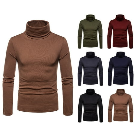 UVEASISHA Men s Long Sleeve Thermal T Shirts Slim Fit Turtleneck Pullover Tees Solid Color Casual Warm Up T-shirt Big and Tall Undershirt for Men Winter Sales Today