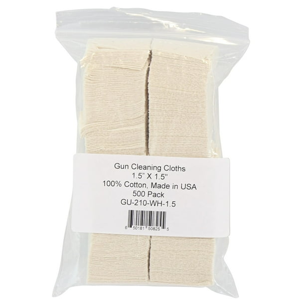 Gun Cleaning Cloths, 1.5" X 1.5", Natural, 100 Cotton, Made in USA