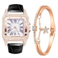 thumbnail image 1 of On Sale! Mothers Day Gift for Grilfriend ,Womens Watches Ladies Strap, Square Dial, Diamond And Star Bracelet Quartz Watch Set,Black Buy 2 Save 10%, 1 of 3