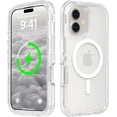 thumbnail image 1 of For iPhone 16 Plus Transparent Phone Case Compatible with MagSafe, Triple Layer Magnetic Charging Case, iPhone 16 Plus Heavy Duty Shockproof and Drop-Proof Phone Case, 6.7 inch, 1 of 6