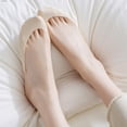 thumbnail image 5 of 5 Pairs Ultra Low Cut Liner Socks for Women No Show Toe Topper Liner Sock with Sling Back for Women, Sling No Show Padded Half Sock for Heels Dress Shoes Complexion, 5 of 7