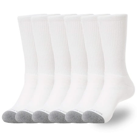 

WANDER Men s Cushion Crew Socks 6-Pack Running Socks Men Cotton Athletic Sport Work Shoes White 8-13