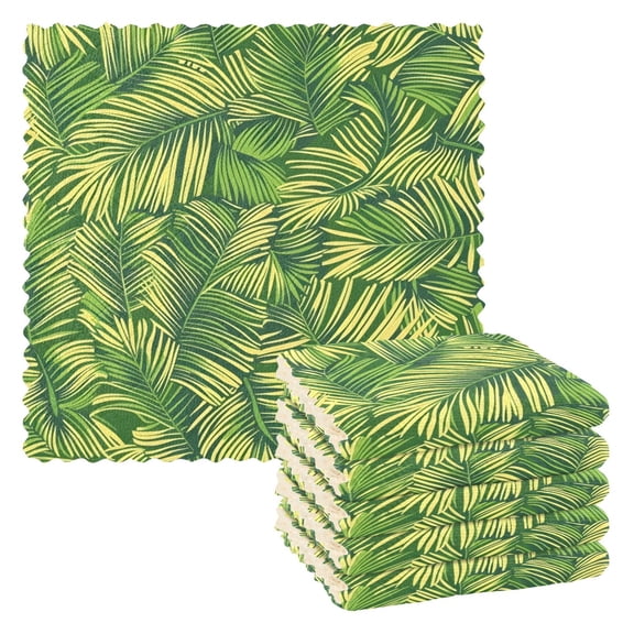 6 Packs Vibrant Palm Leaves Kitchen Dish Towels Soft Absorbent Dish Cloths 11"x11"