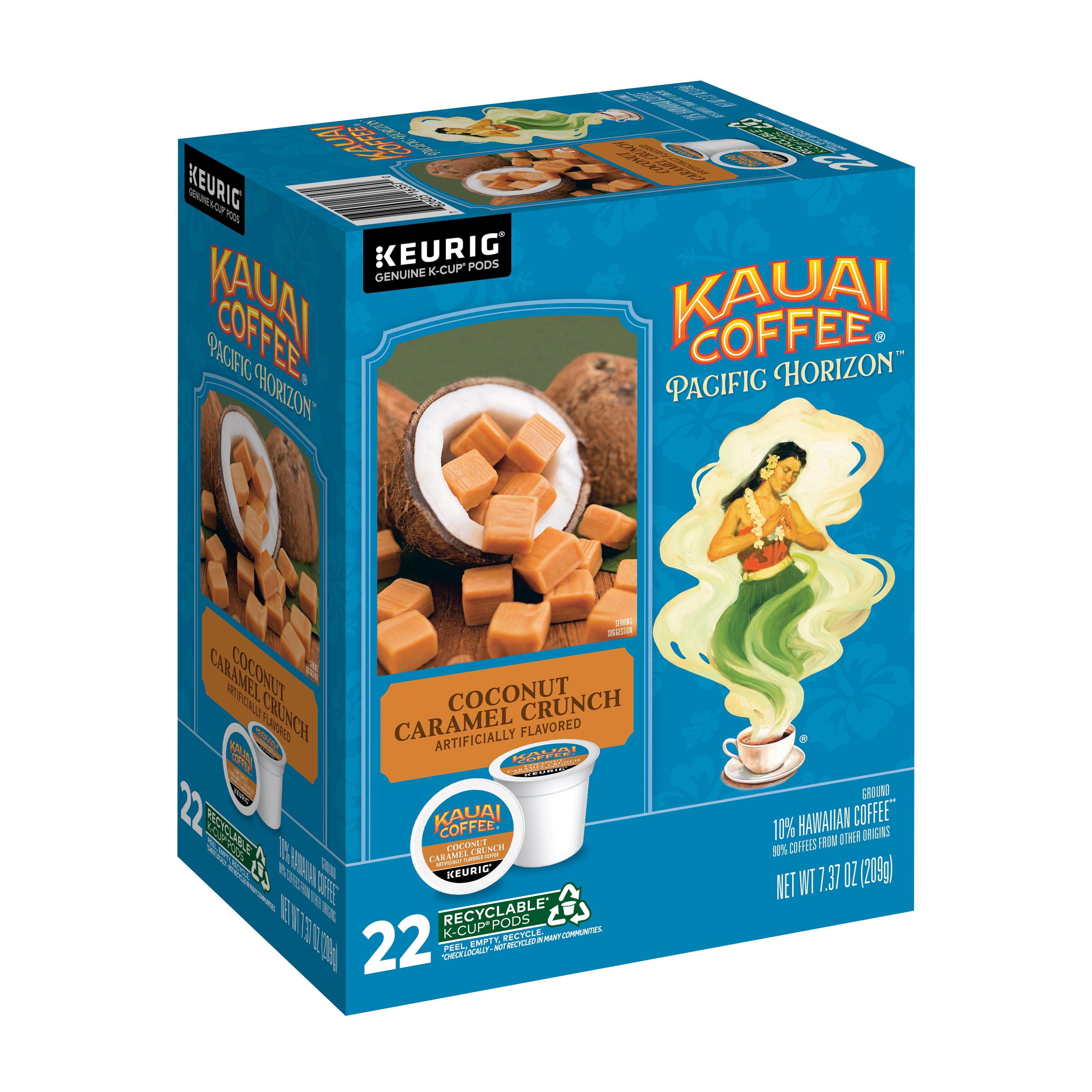 Kauai Coffee Coconut Caramel Crunch, Medium Roast K-Cup® Coffee Pods, 22 Ct