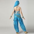 thumbnail image 6 of Sky Blue Kids Middle Eastern Belly Dance Costume - 100% Polyester 5-13 Years with Coin Accents & Flowy Harem Pants, Complete Girl’s Performance Outfit,Size 5-7 T, 6 of 7