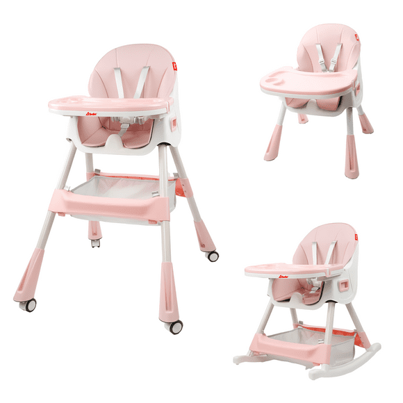 Silla Periquera D Bebé Eat And Rock Convertible A Mecedora Rosa