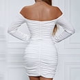 thumbnail image 6 of Gamivast Bodycon Dresses for Women Off Shoulder Mini Dress Long Sleeve Party Dress Ruched Wrap Detail Stretchy for Night Out Clubwear, 6 of 6