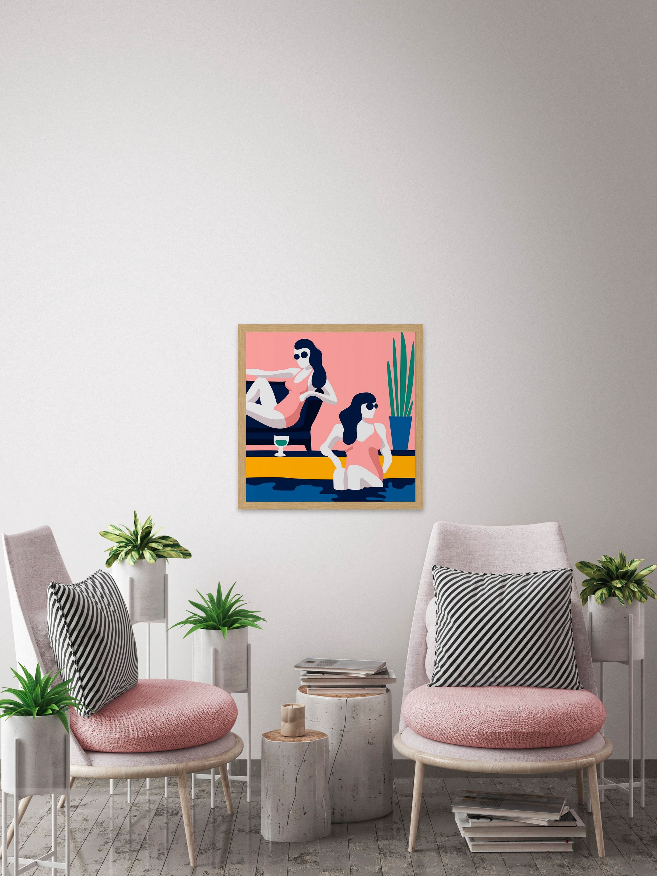Chillin' in Pink Framed Painting Print