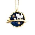 thumbnail image 4 of Two-Sided Pendant World Globe White Cat on a Branch Tarnish Resistant Jewelry-210-C, 4 of 4