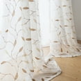 thumbnail image 4 of Curtainking Sheer Curtains 63 inches Embroidered Leaf Window Curtains for Living Room Grommet Top 2 Panels Voile Drapes for Bedroom Gold on White, 4 of 7
