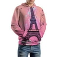 thumbnail image 5 of Eiffel Tower with Butterflies Men's Women Vintage 3D Hooded Sweatshirt - All-Season Loose Fit Streetwear, 5 of 6