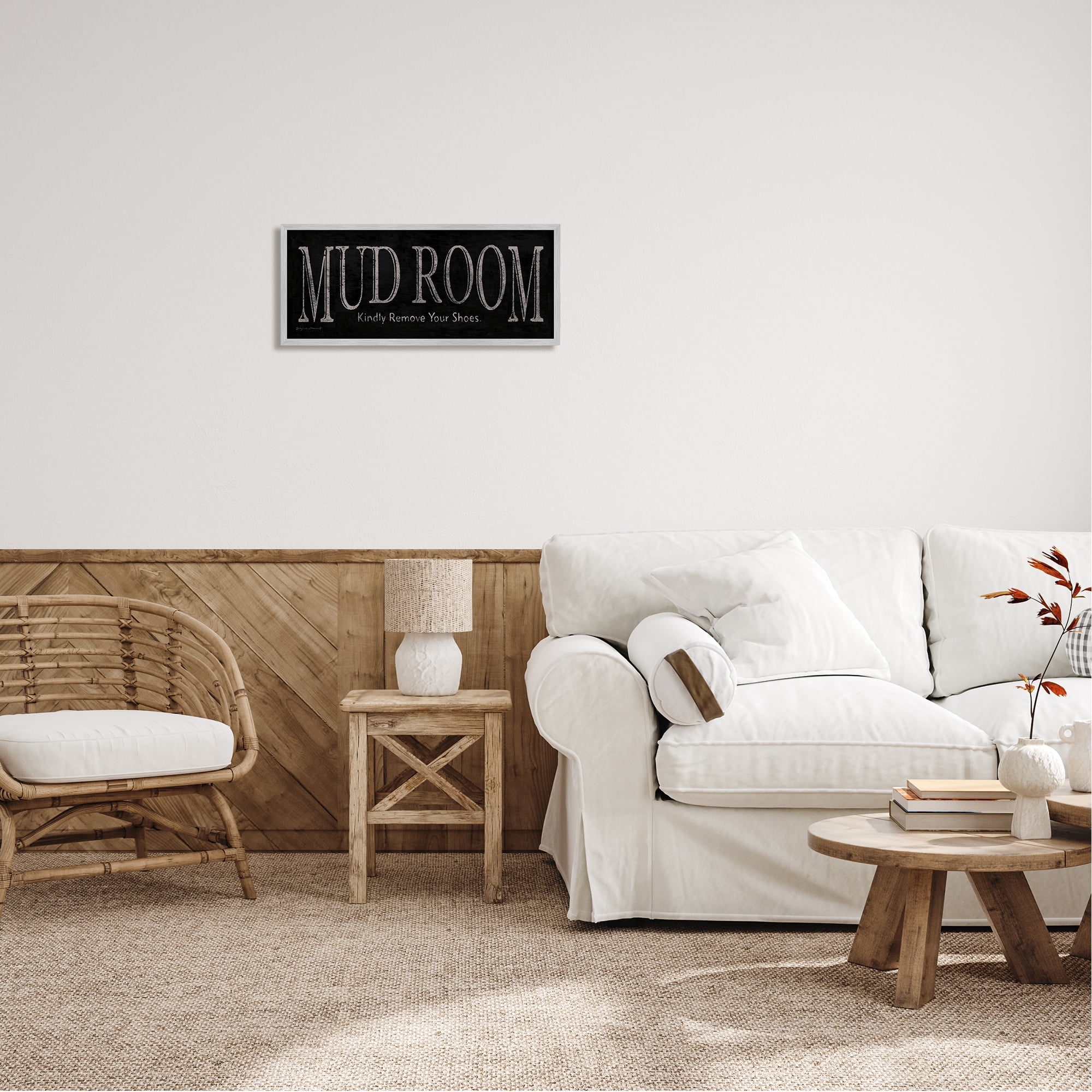 Stupell Mud Room Remove Shoes Reminder Inspirational Painting Gray Framed Art Print Wall Art