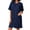 Navy Blue, variant on Women Zipper Robes Knit Short Sleeve House Coat Lightweight Zip Up Short Bathrobe with Pockets Soft Nightgown Sleepwear S-XXL