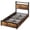 Vintage Brown, variant on Ktaxon Twin Size Bed Frame with Charging Station & LED Storage Headboard, Metal Platform Bed Frame with 4 Underbed Drawers for bedroom, Vintage Brown