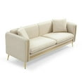 thumbnail image 3 of 77.2” Modern Upholstered Velvet Sofa 3 Seater Couch with Removable Cushions Side Pocket Mid-Century Tufted Living Room Set Gold Metal Legs,2 Pillows Included, 3 of 5