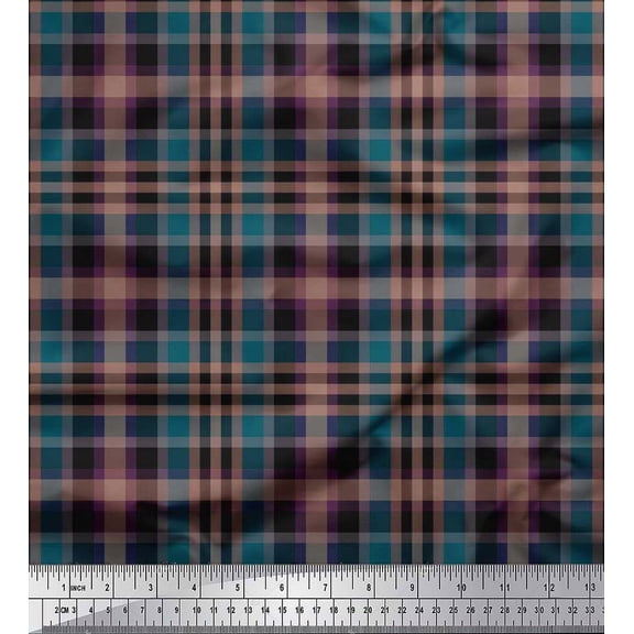 Soimoi Cotton Duck Fabric Gingham Check Print Fabric by The Yard 42 Inch Wide