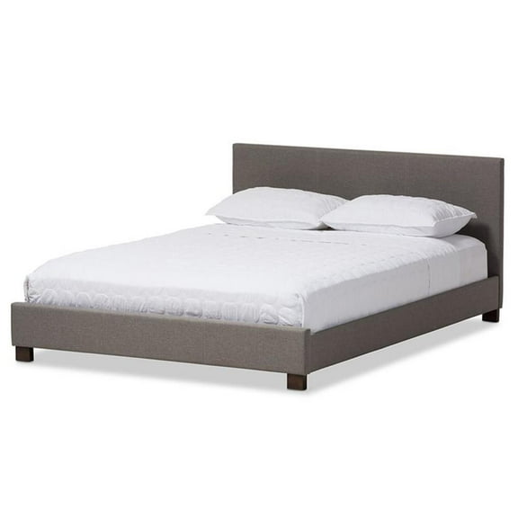Bowery Hill Upholstered Queen Platform Bed in Gray