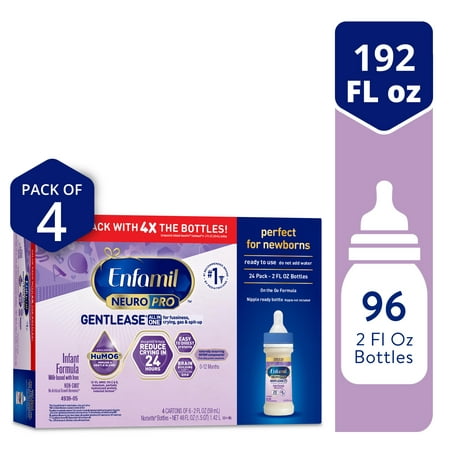 Enfamil NeuroPro Gentlease Baby Formula, Infant Formula Nutrition, Brain Support that has DHA, HuMO6 Immune Blend, Designed to Reduce Fussiness, Crying, Gas & Spit-up in 24 Hrs, 2 Fl Oz, 96 Bottles