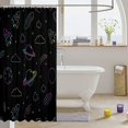 thumbnail image 3 of Manfei Neon Space Rockets Shower Curtain 72Wx78L,Minimalist Planets Bath Curtain,Black, 3 of 5