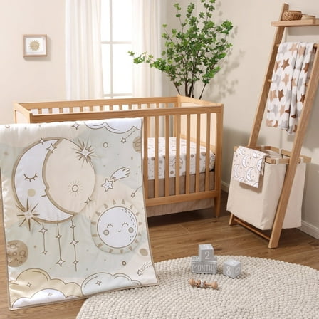 The Peanutshell Crib Bedding Set for Baby Girls, Starry Skies, 5 Pieces