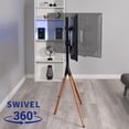 thumbnail image 5 of Studio TV Display Stand, Artistic Easel 45 to 65 inch LED LCD Screen, Adjustable TV Mount with Swivel and Tripod Base for Living Room, Bedroom, Black Bracket, Dark Walnut Legs, 5 of 5