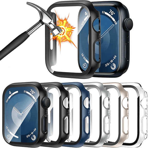 HBMYN [6 Pack] Case for Se 3/Se 2Nd Gen Series 6 5 4 Se 44Mm Screen Protector with Ultra-Thin Tempered Glass,Full Coverage Anti-Scratch Hard Face Cover for Iwatch 44 Mm