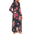 thumbnail image 5 of Aboser Long Sleeve Zipper Robes for Women Soft Floral Printed House Coat Casual Zip Front Nightgown Breathable Full Length Loungewear Sleepwear Bathrobe with Pockets, 5 of 9
