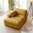 thumbnail image 4 of UIXE Chaise Lounge Indoor Upholstered Corduroy Sofa with Right Armrest for Living Room Bedroom, Orange, 4 of 7