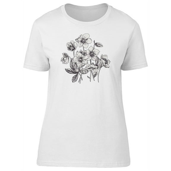 Vintage Hellebore Flowers T-Shirt Women -Image by Shutterstock, Female x-Large