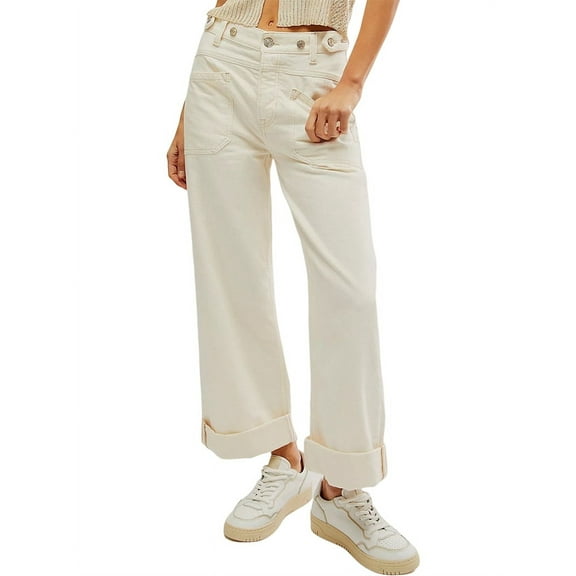 Womens Jeans High Waisted Straight Leg Baggy Boyfriend Jeans for Women Trendy 2025 Cargo Pants White L