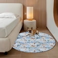thumbnail image 2 of Summer Marine Creature Round Area Rug 6Ft Washable Circle Rugs for Bathroom Office, Ocean Starfish Coral Conch Blue Stripe Non-Slip Carpet Floor Mats Indoor Outdoor Carpet Runner Aesthetic Home Decor, 2 of 8