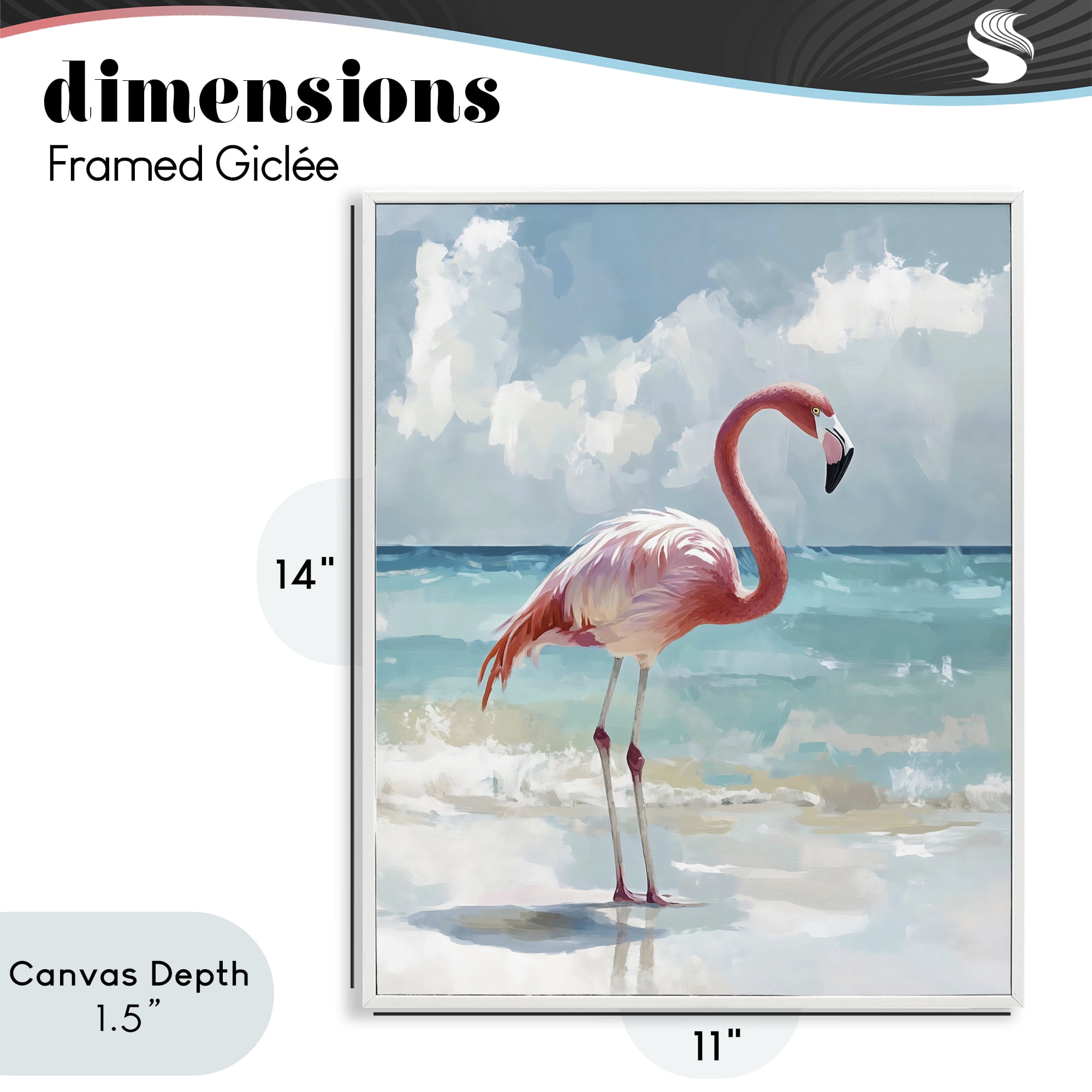 Stupell Industries Flamingo At Shore White Framed Giclee Art, design by The Prints Vibe
