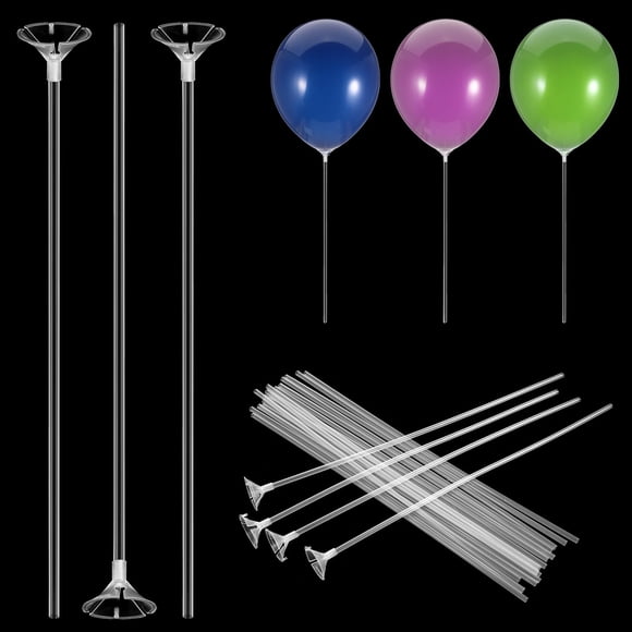 Palitos Exircy de plástico transparente para globos, 20 unidades con bases de 32 cm
