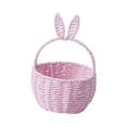 thumbnail image 4 of Cesta de almacenamiento tejida, cesta de mano con orejas de conejo, cesta de comestibles hecha a mano, cesta de picnic para huevos de Pascua, regalos Rosa, 4 of 8