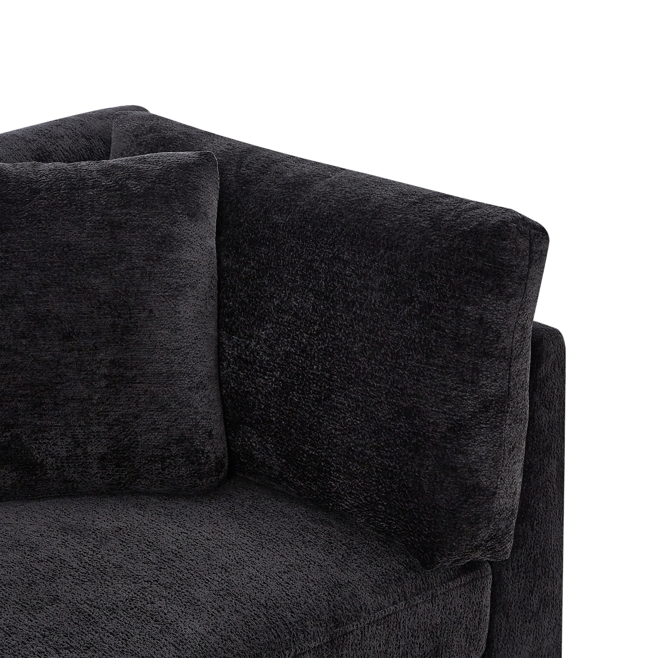 Christopher Knight Home 83.5" Modern 3-Seater Sofa with Flared Arms and Pillows, Chenille Upholstery, Black