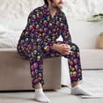 thumbnail image 7 of Salouo Skull mushroom rainbow color Print Button-Front Long Sleeve Pajama Set for Men, Soft 2Pjs Men's Long Sleeve Sleepwear-Large, 7 of 7