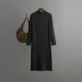thumbnail image 2 of Diufon Womens Fall Knit Dresses Casual Solid Color Midi Dress High Neck Long Sleeve Dress, 2 of 3