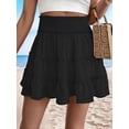 thumbnail image 4 of Womens Summer Flowy High Waist Ruffle Casual Cute Boho Beach Short Skirts Built-in Shorts Black L, 4 of 8