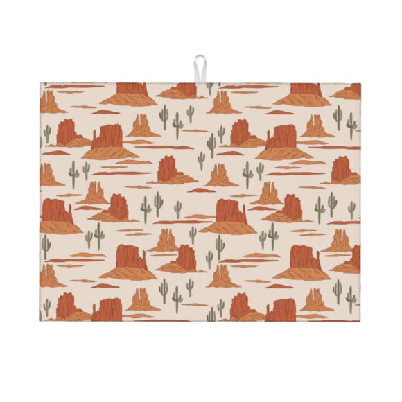 Vsdgher Tapis de Séchage de Vaisselle Imprimé Paysage Désert Occidental Super Absorbant Grand Tapis de Séchage pour Comptoir de Cuisine 24 Pouces x 18 Pouces