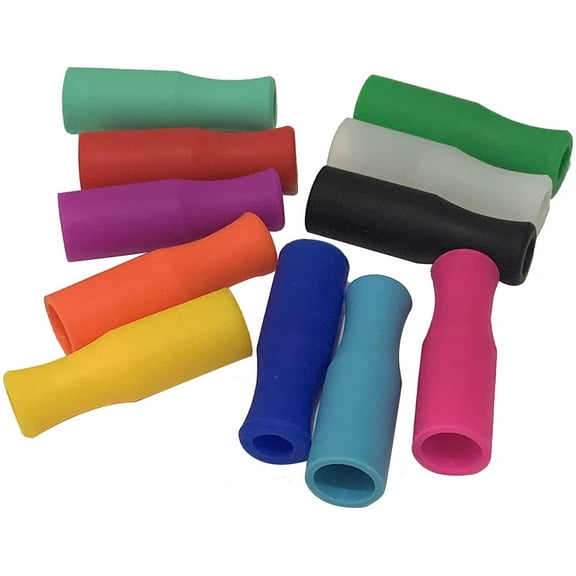 Super Big Large Straws Silicone Tips 11pcs Food Grade Reusable Straw Tips Only Fit for 1/2 Inch Wide (12mm Diameter) Stainless Steel Straws and Smoothie Glass straws