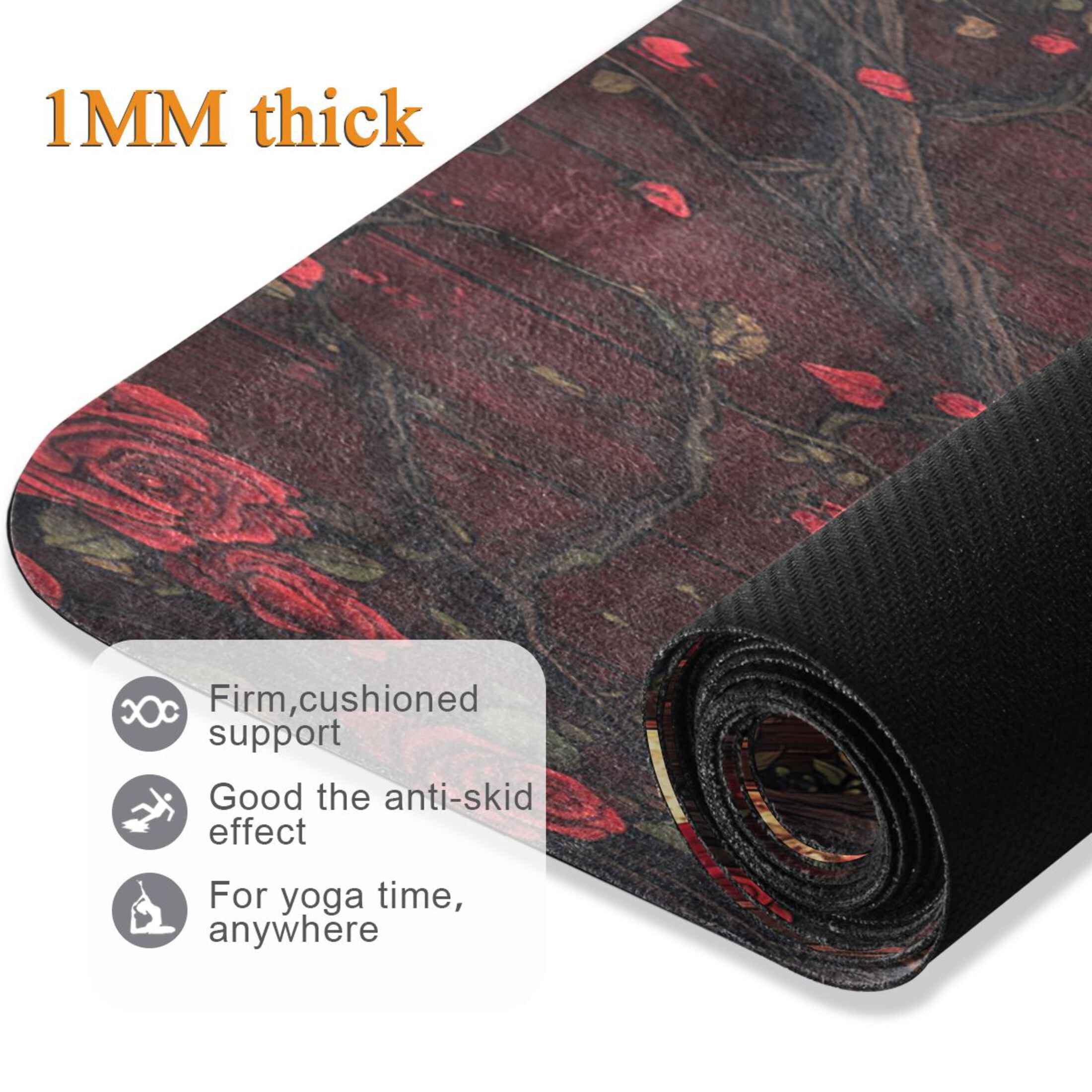 BZSMCE Yoga Mat Women Cat Gazing at Roses Fitness Mat