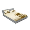 thumbnail image 2 of Ambesonne Animal Fitted Sheet & Pillow Sham Set, Lake River Forest Wild, Queen, Cream Sepia, 2 of 2